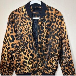 Zara Leopard Print Bomber Jacket